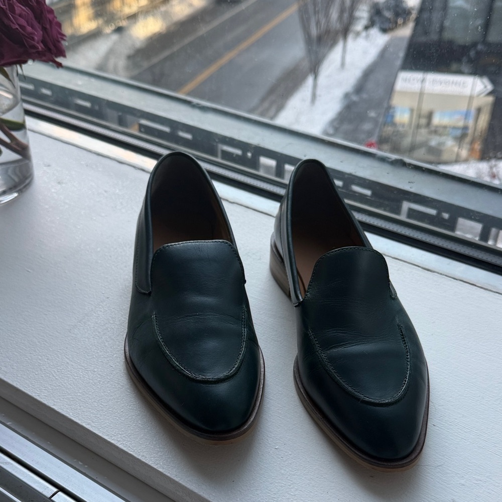 Everlane Dark Green Leather Loafers